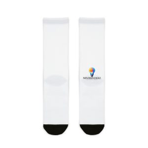 White Sublimation Crew Socks with Small Hot Air Balloon Logo